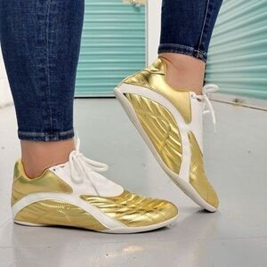 Women's Gold Low Top Sneakers